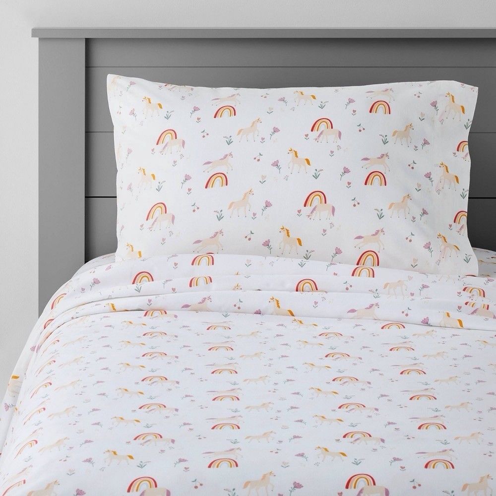 Pillowfort Full Unicorn Kids Sheet Set Cotton OEKO-TEX Bedding